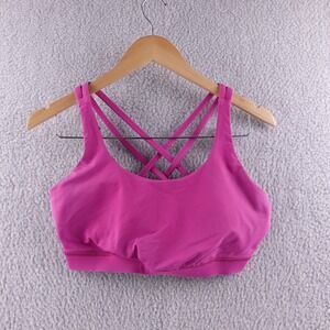 Lululemon Energy Bra High Neck Pink Magenta Strappy Workout Gym Yoga Size 12